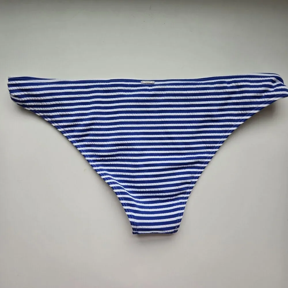 NWT Abercrombie & Fitch Size XL Seersucker Side-Knot Cheeky Bikini Bottoms Beach